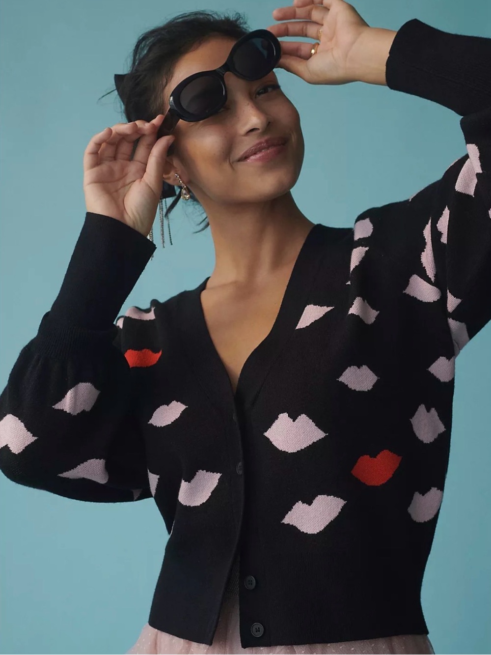 Anthropologie Maeve Balloon-Sleeve Cardigan Sweater